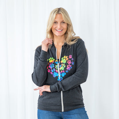 Anniversary Paw Print Love Lightweight Zip Hoodie