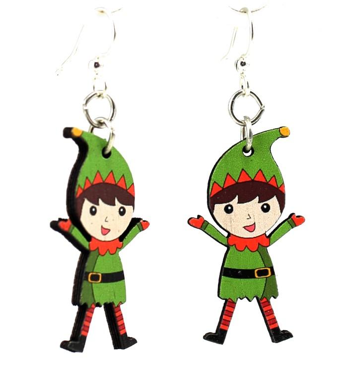 Merry Little Elf Wooden Earrings