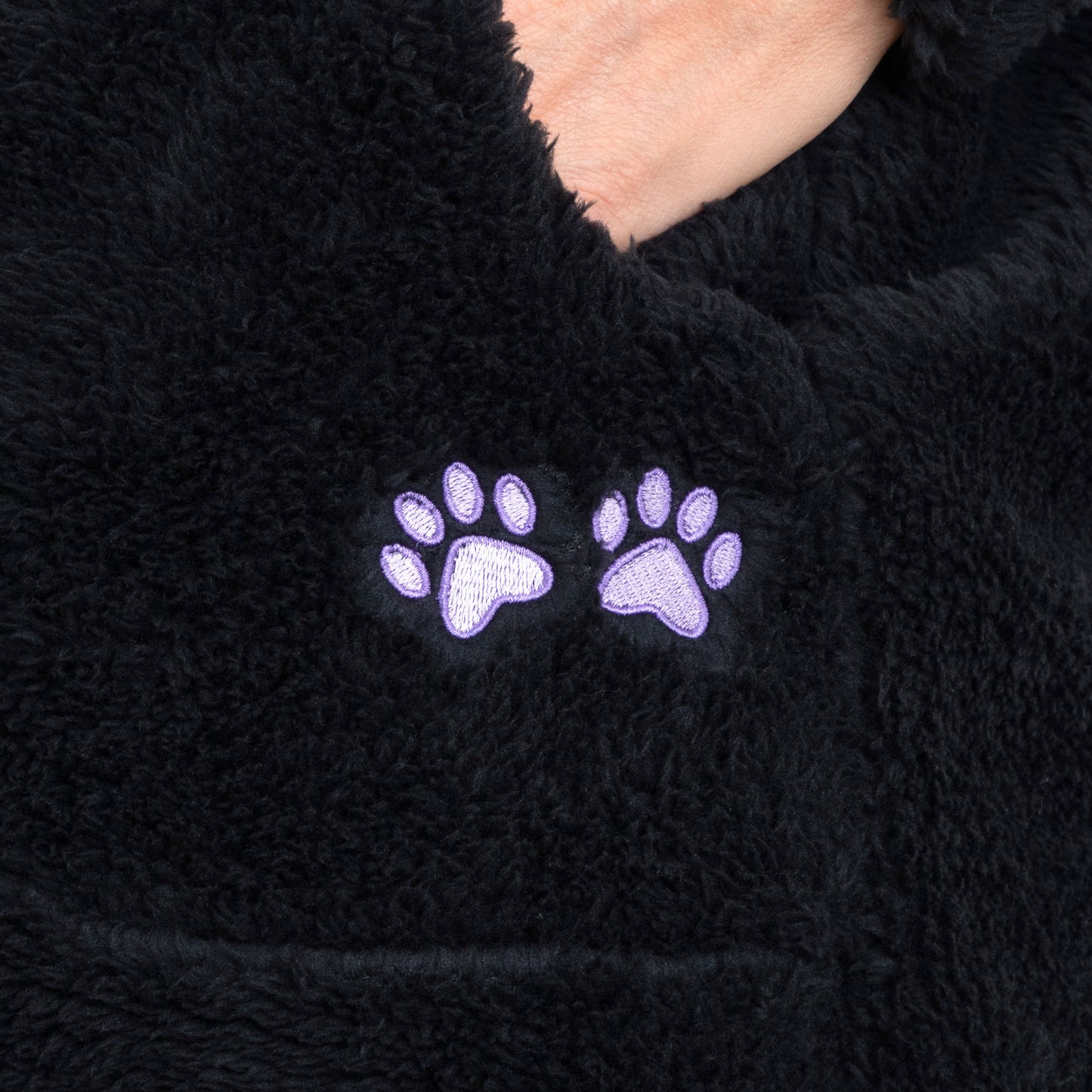 Paw Print Plush Sherpa Fleece Hooded Open Jacket