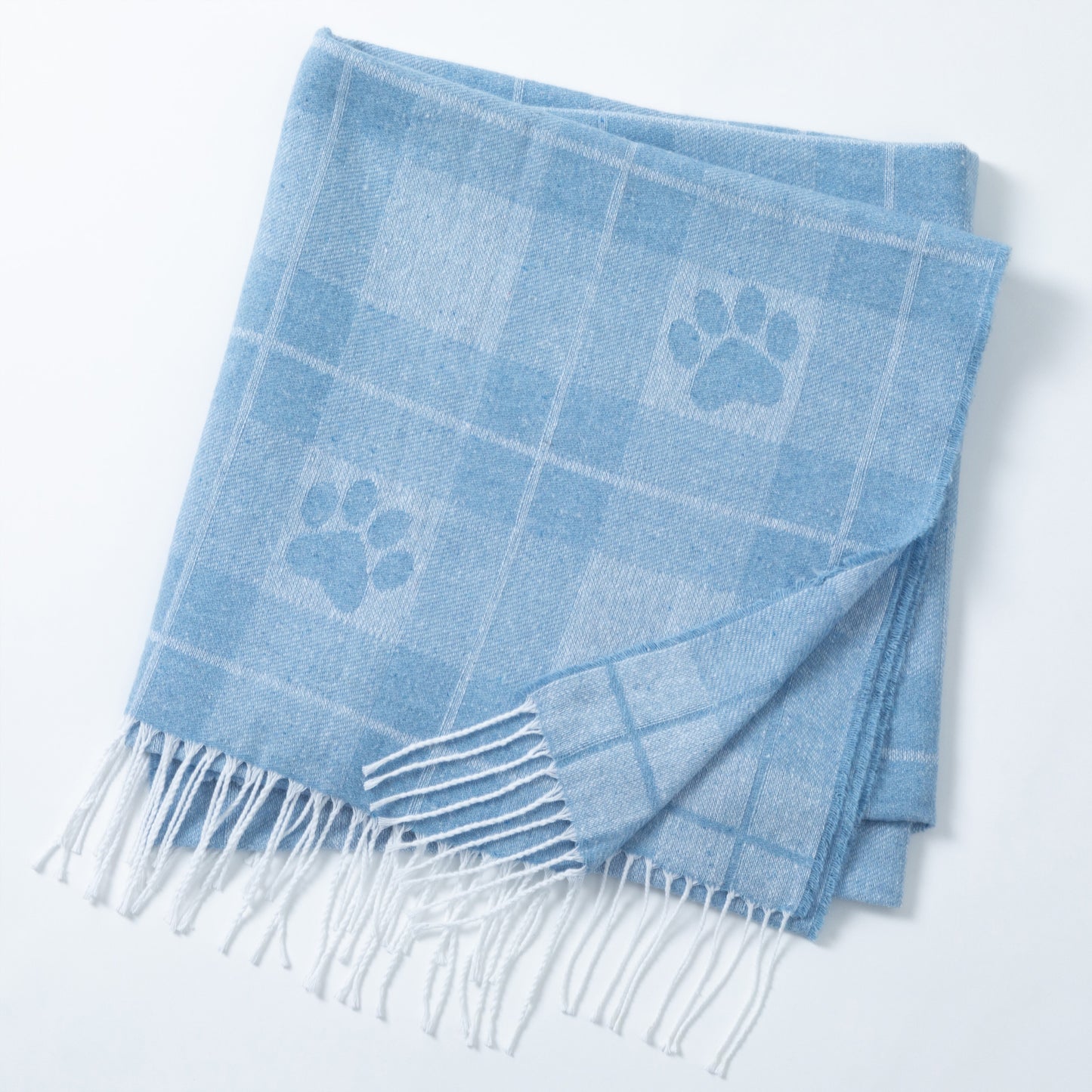 Ukrainian Cotton Blend Paw Throw Blanket with Fringe