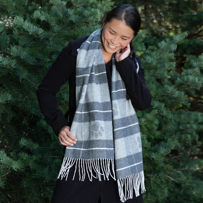 Ukrainian Merino Wool & Cashmere Paw Plaid Scarf