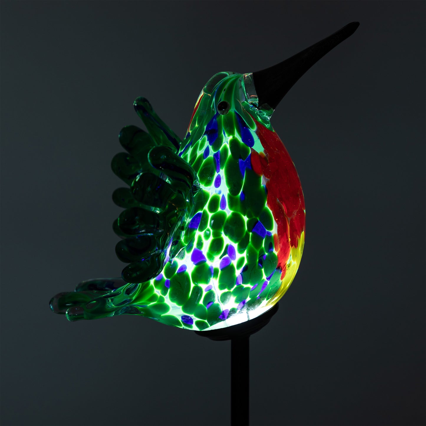Enchanted Hummingbird Solar Glass Garden Stake