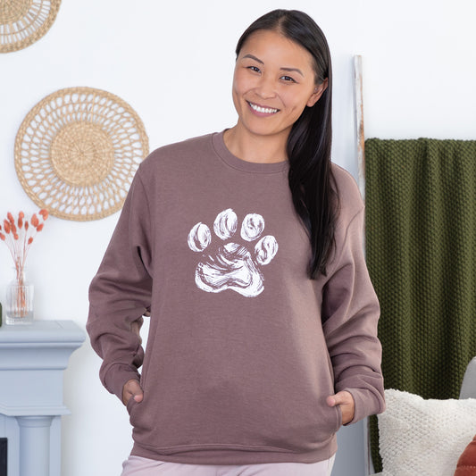 Brushed Paw Crew Sweatshirt with Side Pockets