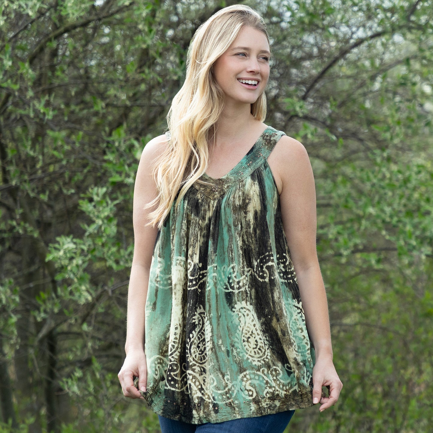 Beaded Swirl Sleeveless Tunic