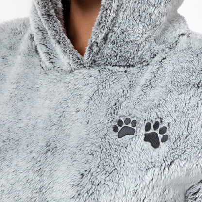 Embroidered Paws Pullover Fleece Hoodie