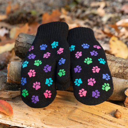 Pretty Paw Print Fleece-Lined Mittens