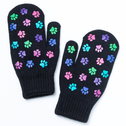 Pretty Paw Print Fleece-Lined Mittens