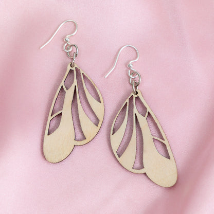 Butterfly Floral Wings Wooden Earrings