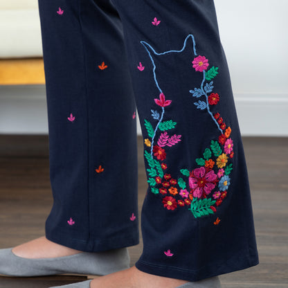 Embroidered Soft Stretch Pants