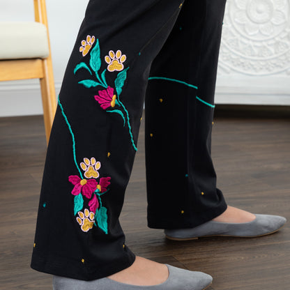 Embroidered Soft Stretch Pants