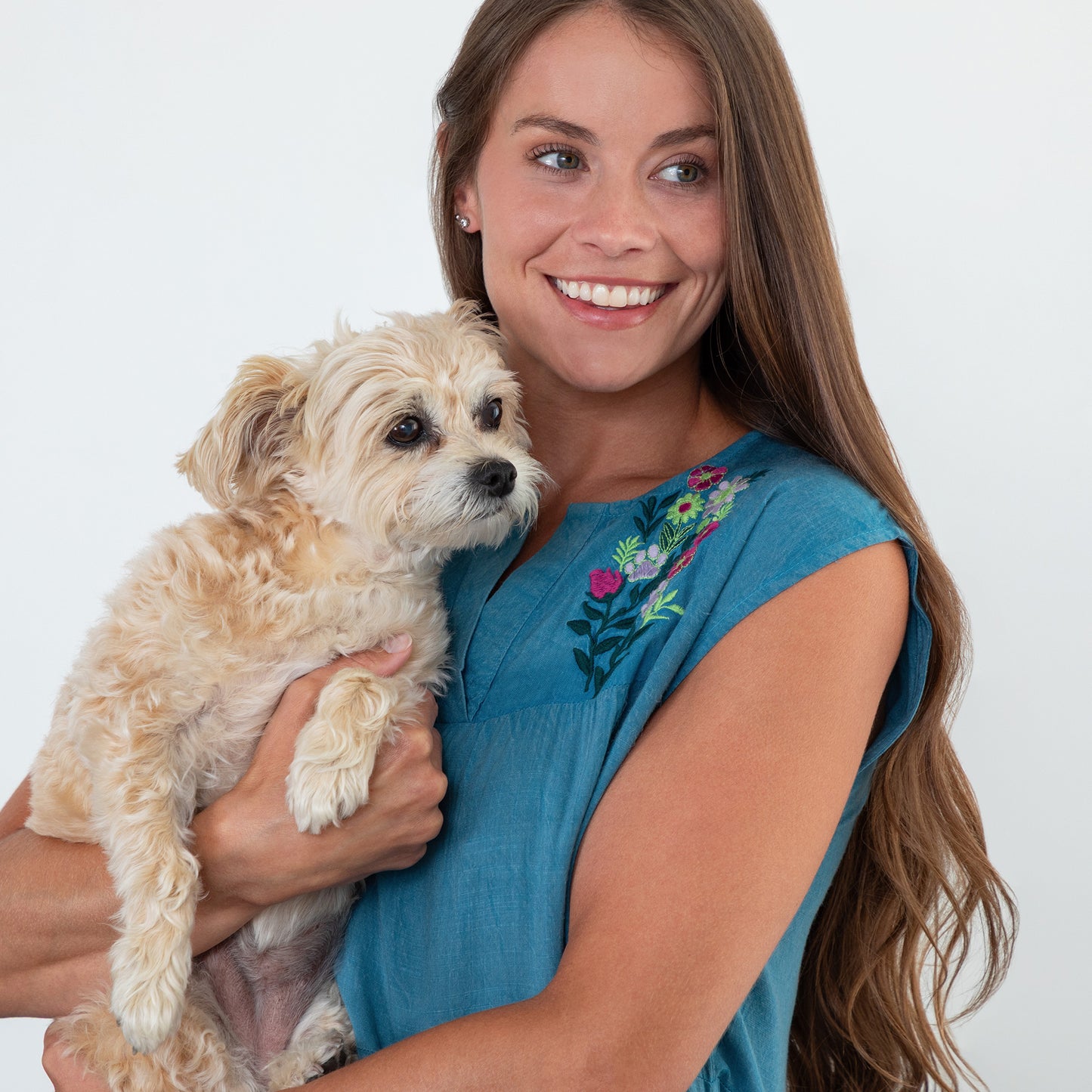 Stonewashed Paw Embroidered Tiered Sleeveless Dress