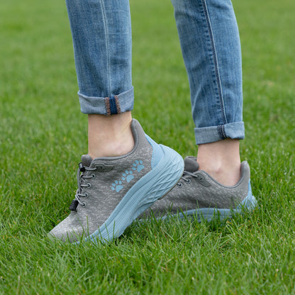 Paw Print Cushioned Walking Shoes with Bungee Laces