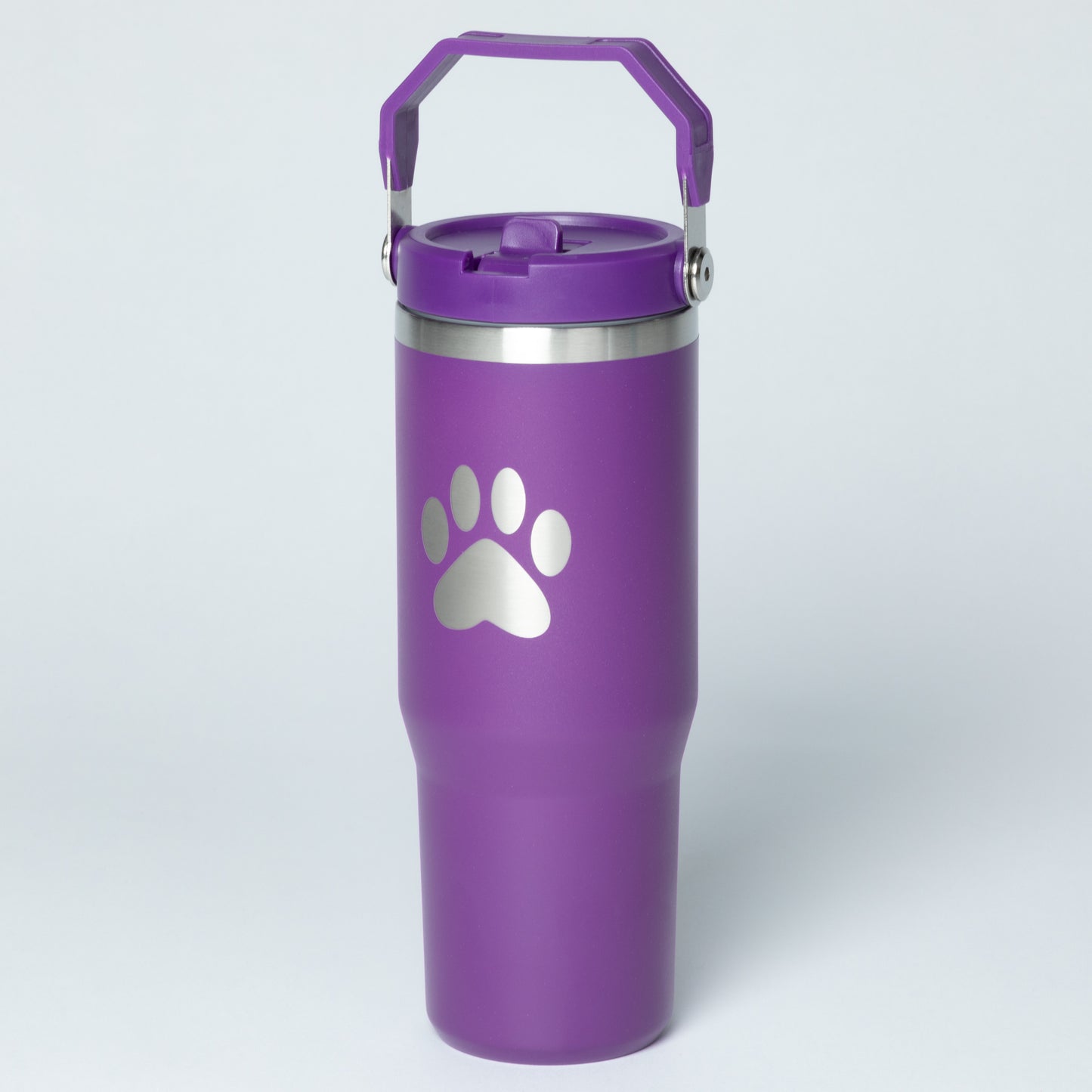 Paw Print Stainless Steel Tumbler with Flip Straw - 30 oz