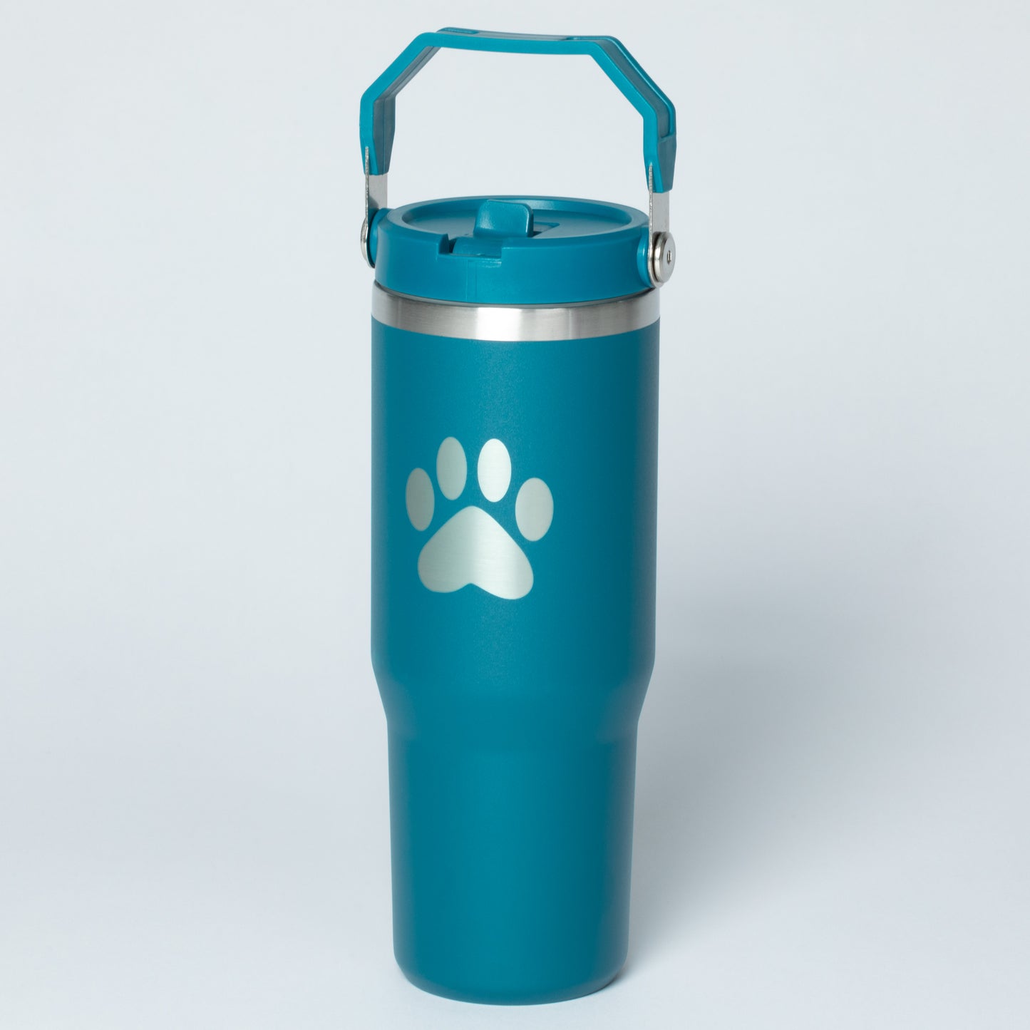 Paw Print Stainless Steel Tumbler with Flip Straw - 30 oz