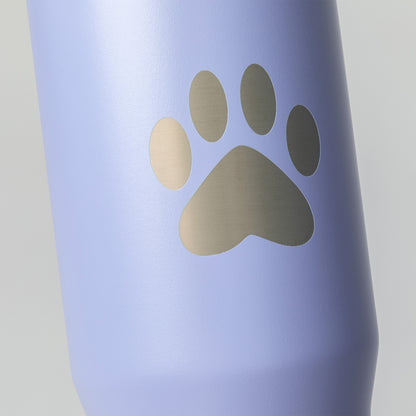 Paw Print Stainless Steel Tumbler with Flip Straw - 30 oz