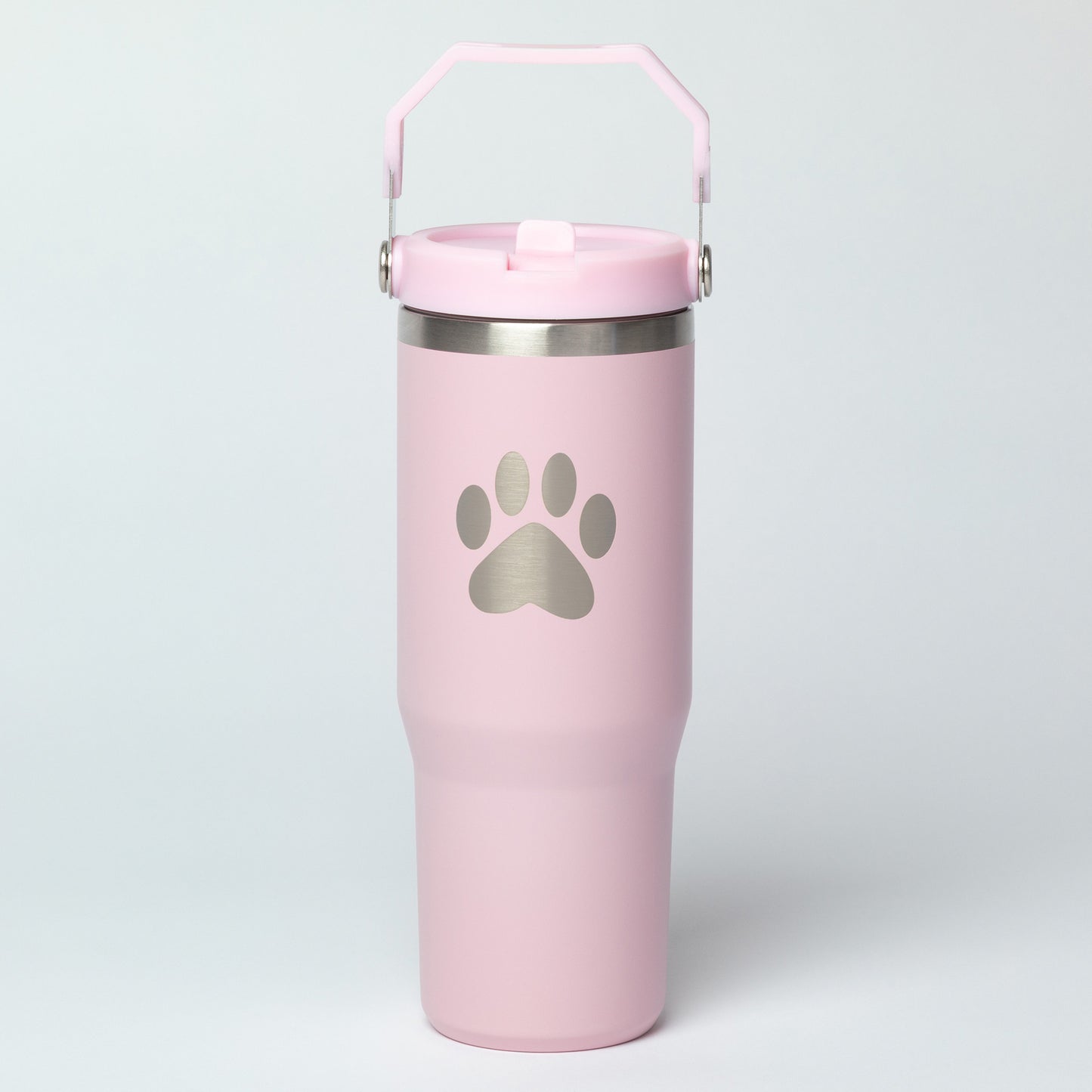 Paw Print Stainless Steel Tumbler with Flip Straw - 30 oz