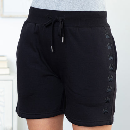 Path of Paws Embroidered Shorts with Pockets