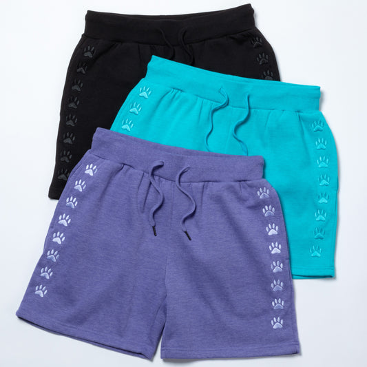 Path of Paws Embroidered Shorts with Pockets