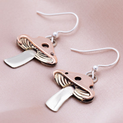 Mixed Metal Pretty Mushroom Earrings