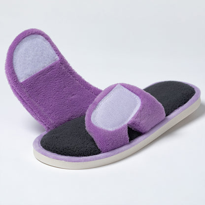 Paw Print Fleece Open Toe Slide Slippers