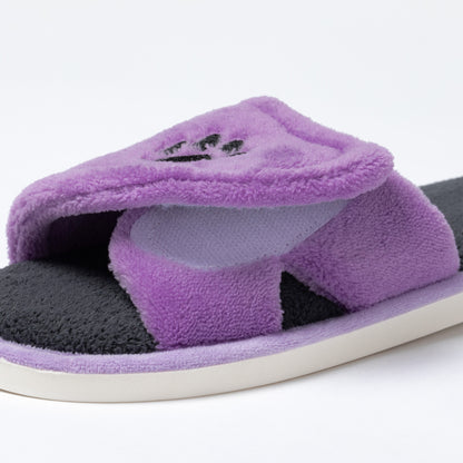 Paw Print Fleece Open Toe Slide Slippers