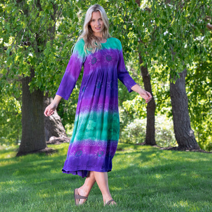 Earth & Flower 3/4 Sleeve Midi Dress