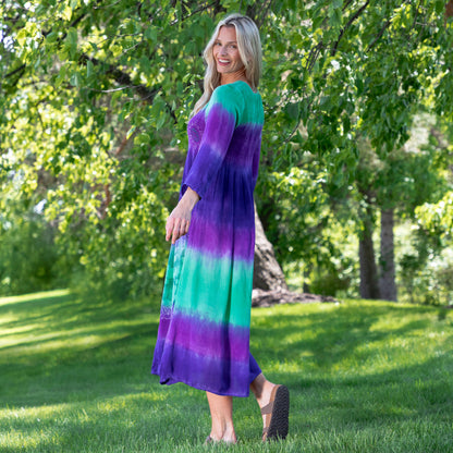 Earth & Flower 3/4 Sleeve Midi Dress