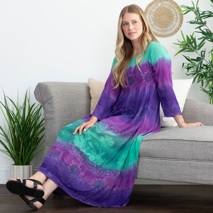 Earth & Flower 3/4 Sleeve Midi Dress