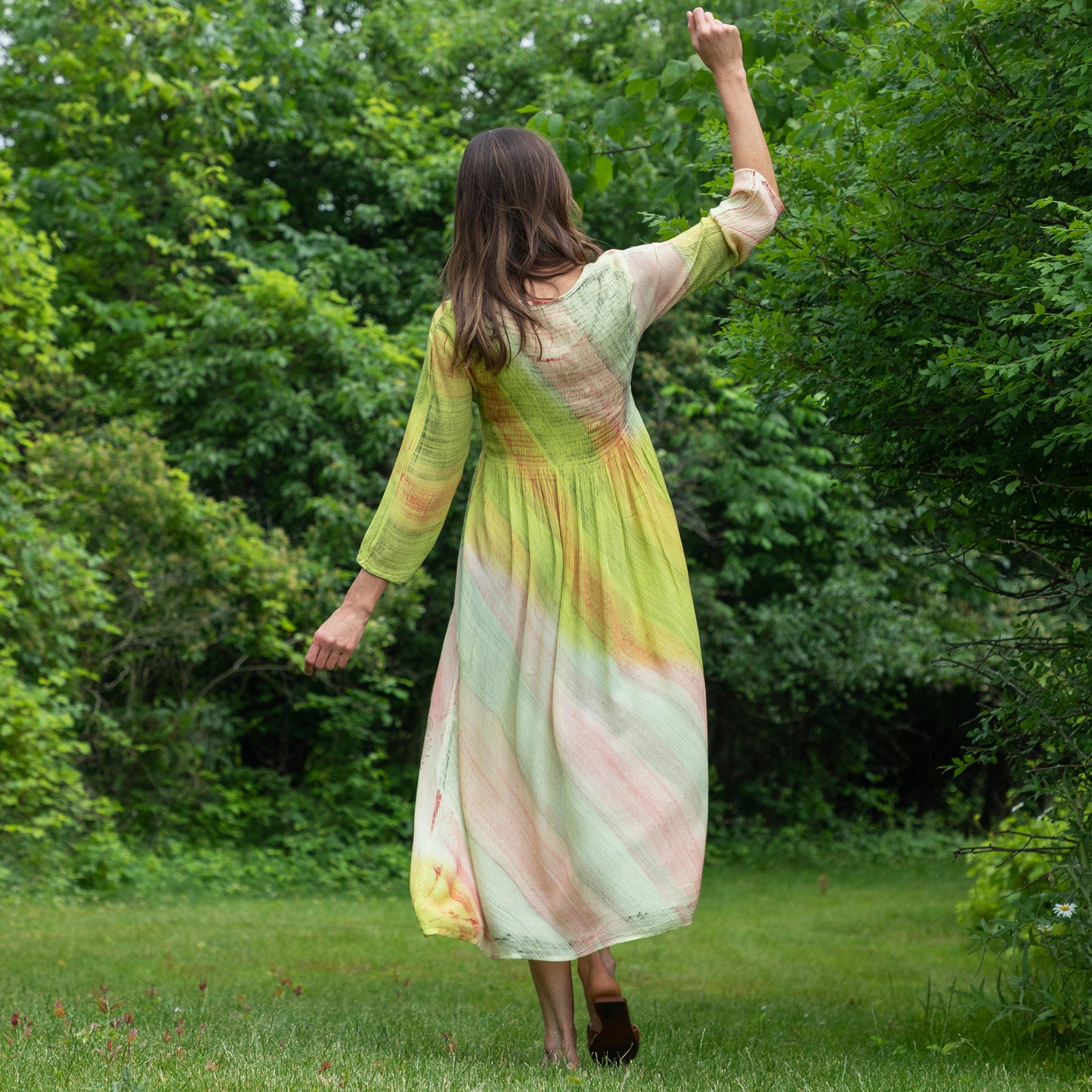 Earth & Flower 3/4 Sleeve Midi Dress