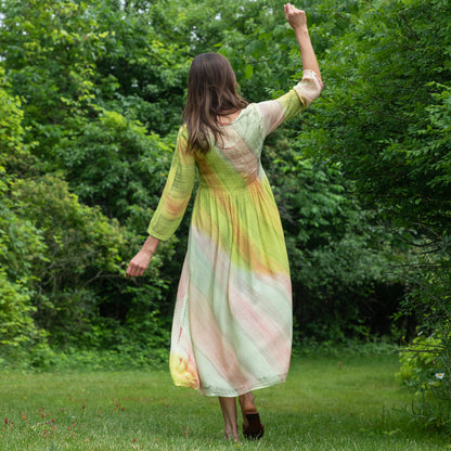 Earth & Flower 3/4 Sleeve Midi Dress