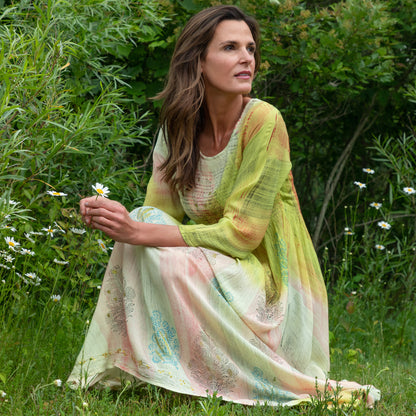 Earth & Flower 3/4 Sleeve Midi Dress