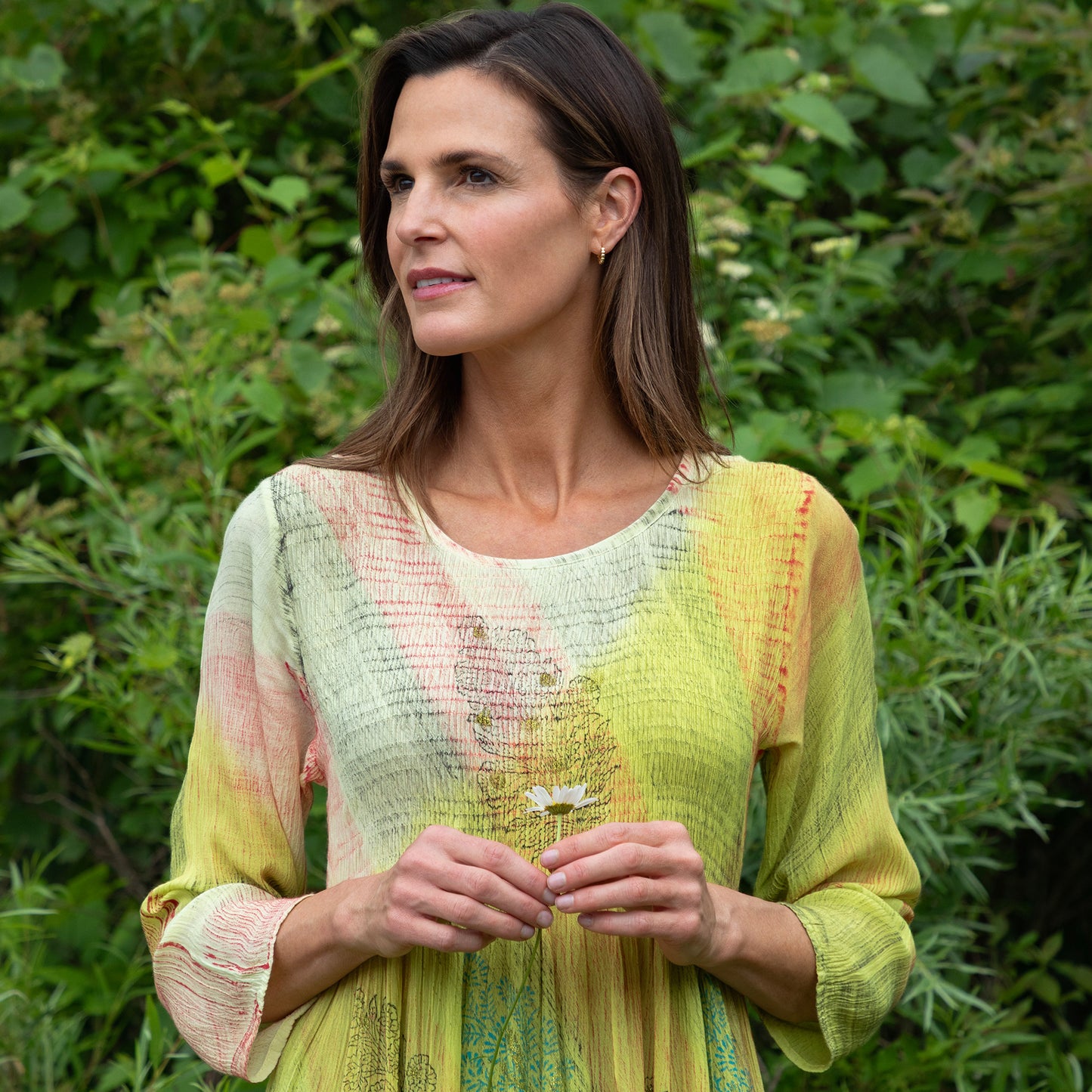 Earth & Flower 3/4 Sleeve Midi Dress