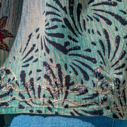 Dusty Pink & Blue Floral Short Sleeve Top