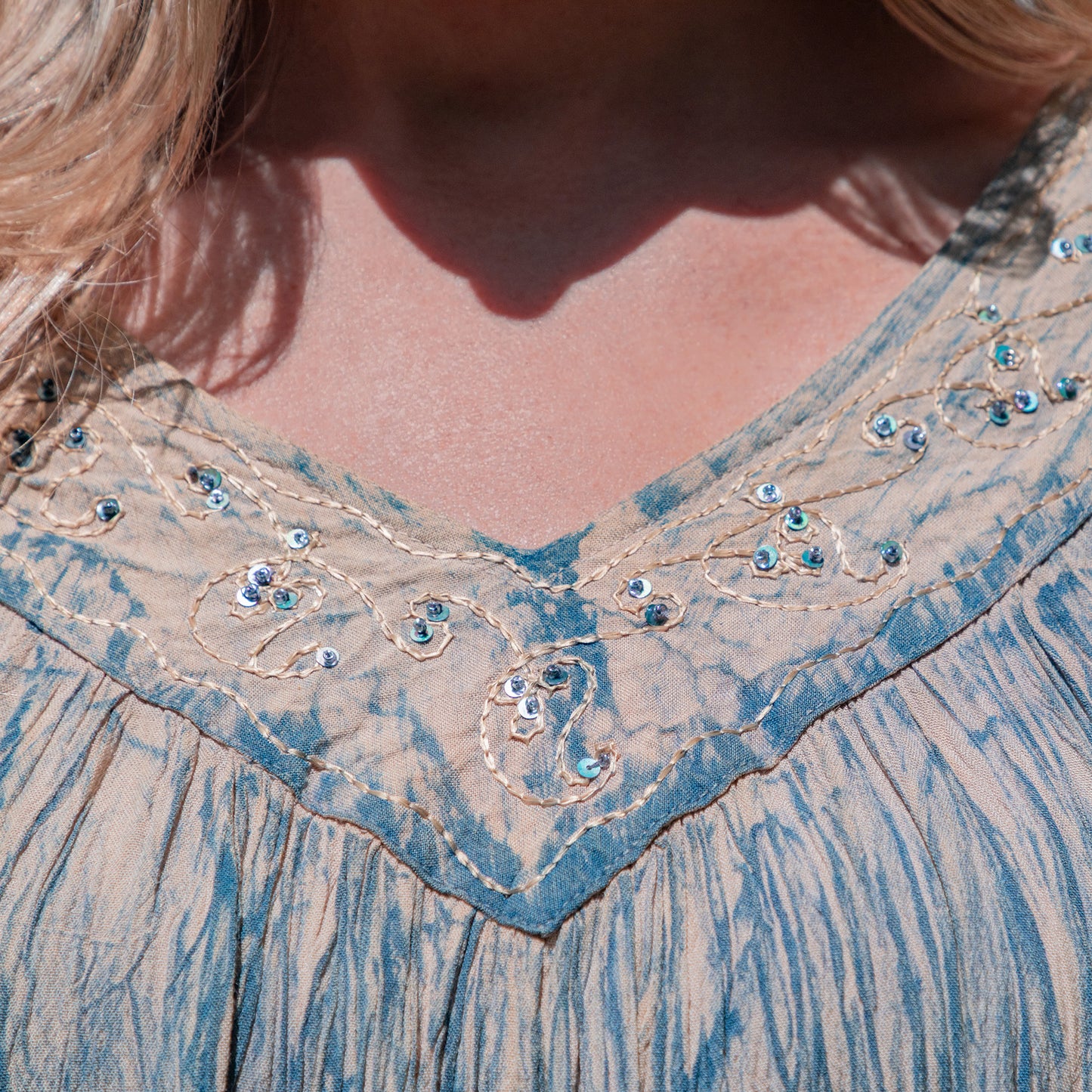 Dusty Pink & Blue Floral Short Sleeve Top