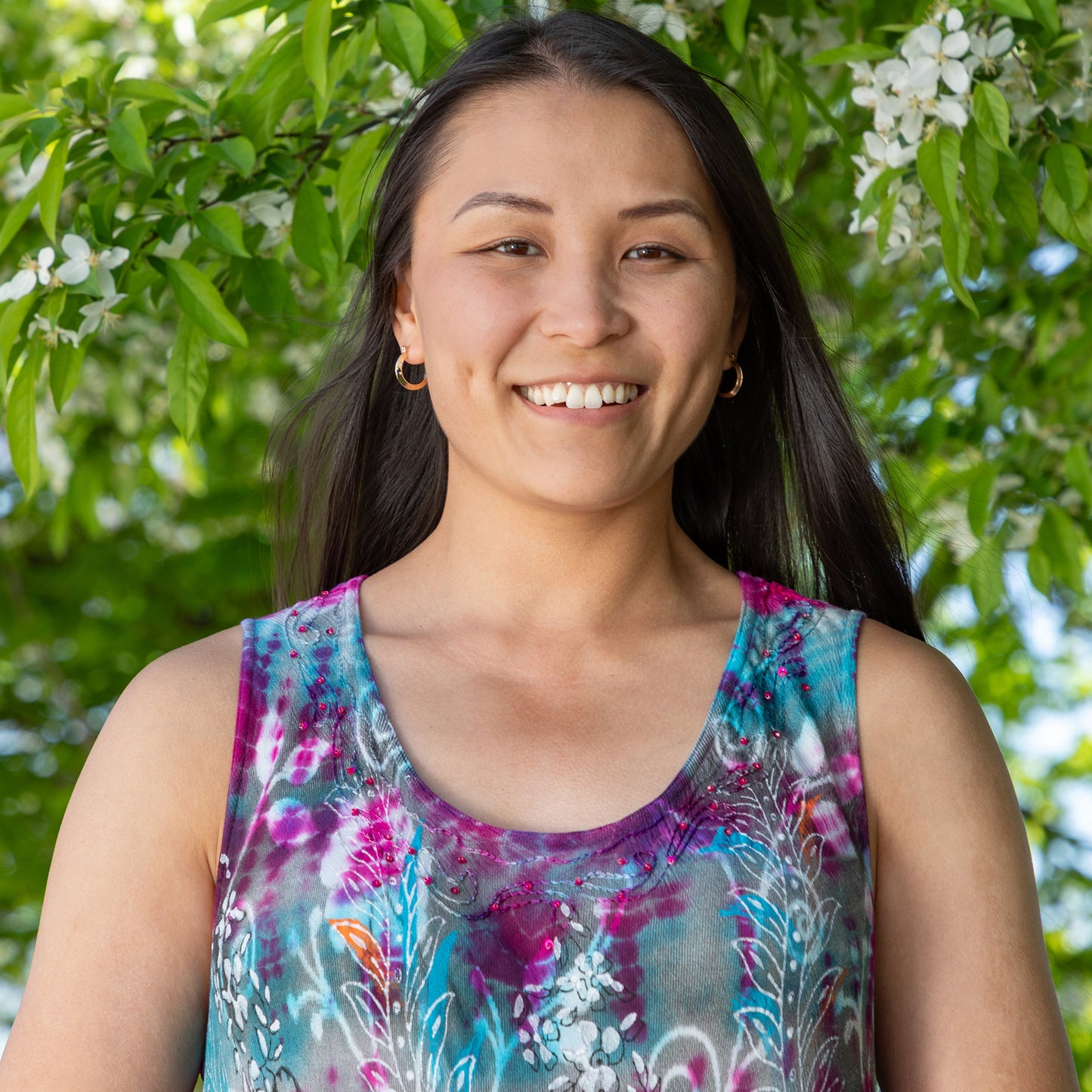 Sunset & Sea Tie-Dye Beaded Sleeveless Dress