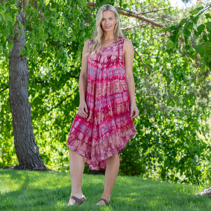 Sunset & Sea Tie-Dye Beaded Sleeveless Dress