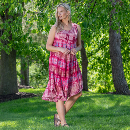 Sunset & Sea Tie-Dye Beaded Sleeveless Dress