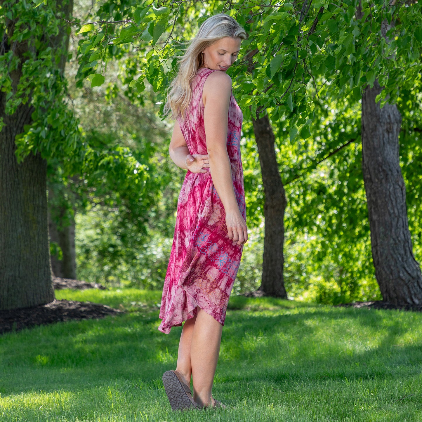 Sunset & Sea Tie-Dye Beaded Sleeveless Dress