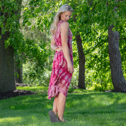 Sunset & Sea Tie-Dye Beaded Sleeveless Dress