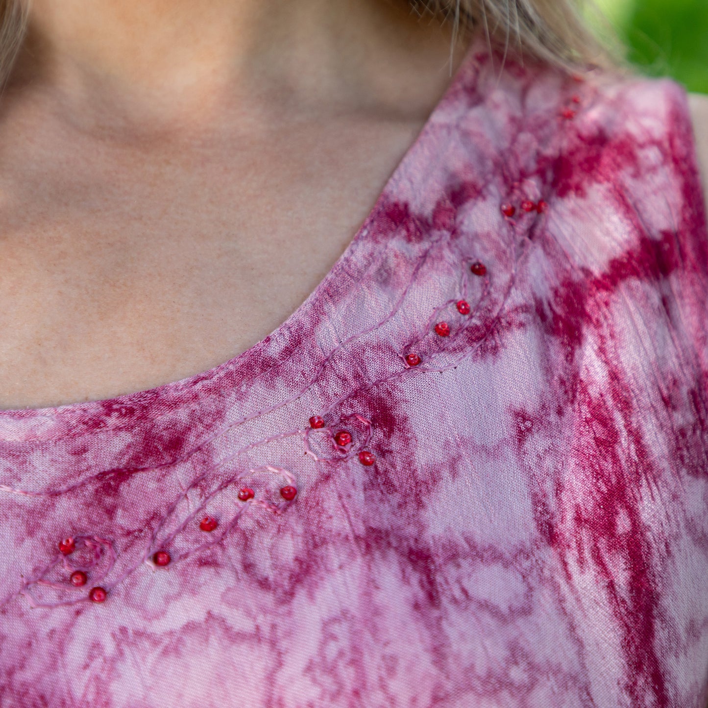 Sunset & Sea Tie-Dye Beaded Sleeveless Dress