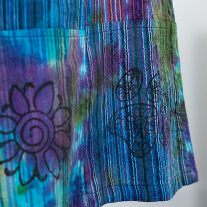 Tie-Dye Patchwork Paw Print Midi Skirt