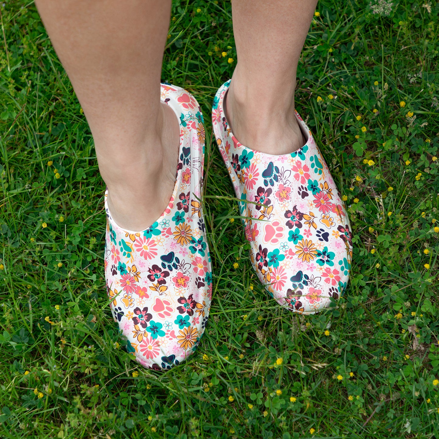 Paw Print Vented Lightweight Slip-On Clogs