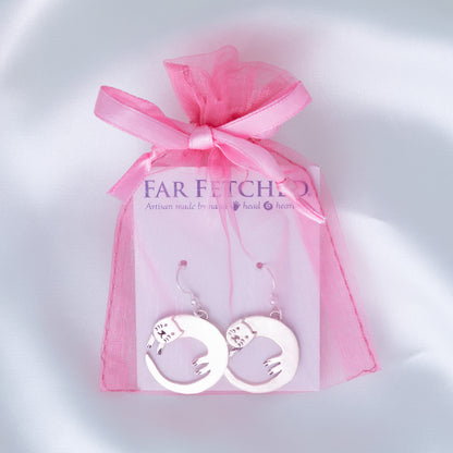 Curled Up Cat Earrings