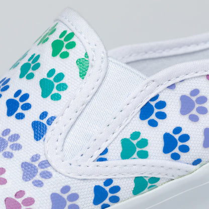 Paw Print Low-Back Slip-On Canvas Shoes