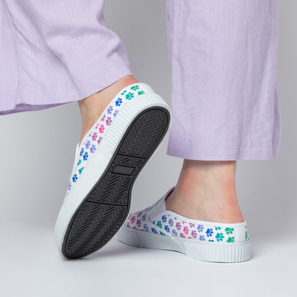 Paw Print Low-Back Slip-On Canvas Shoes