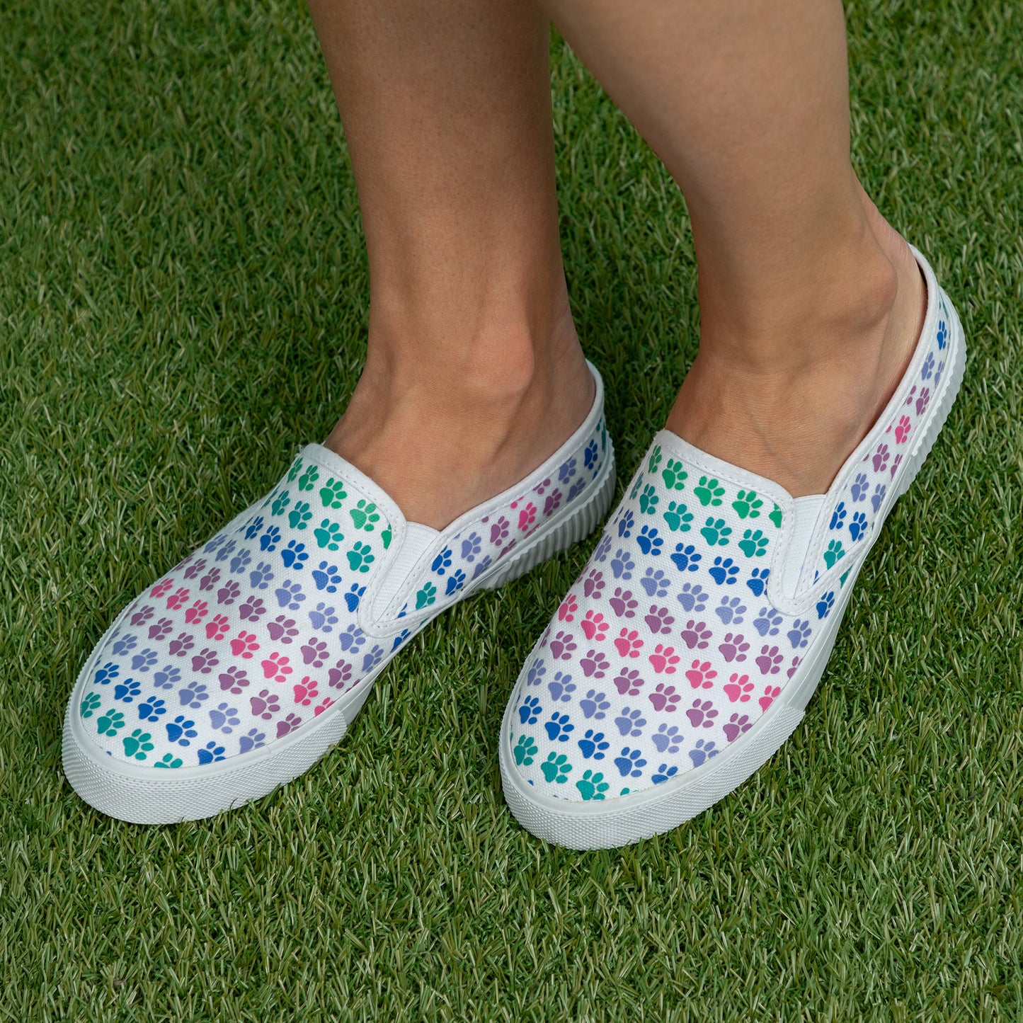 Paw Print Low-Back Slip-On Canvas Shoes