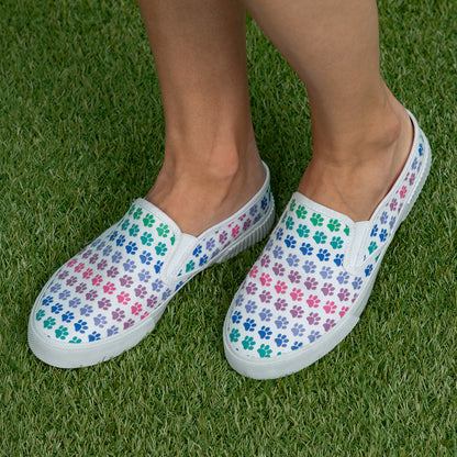 Paw Print Low-Back Slip-On Canvas Shoes