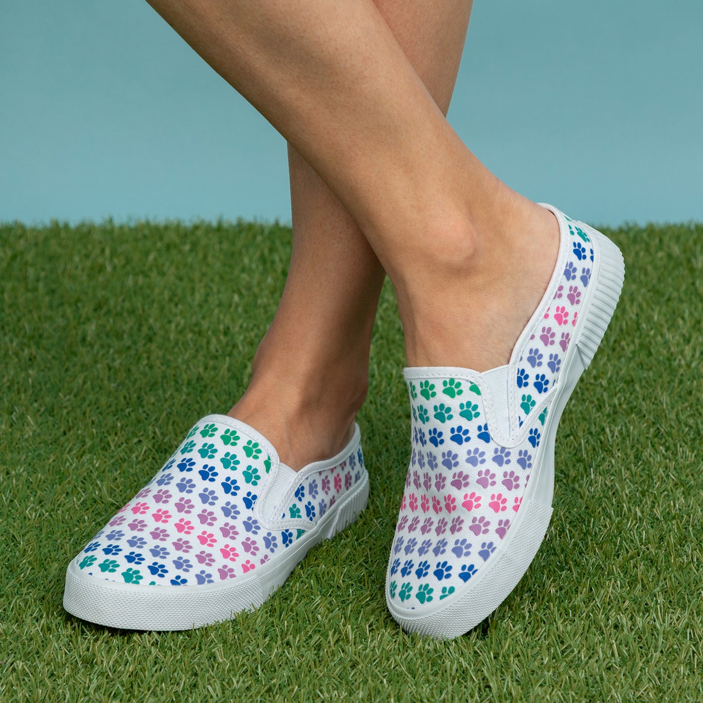 Paw Print Low-Back Slip-On Canvas Shoes