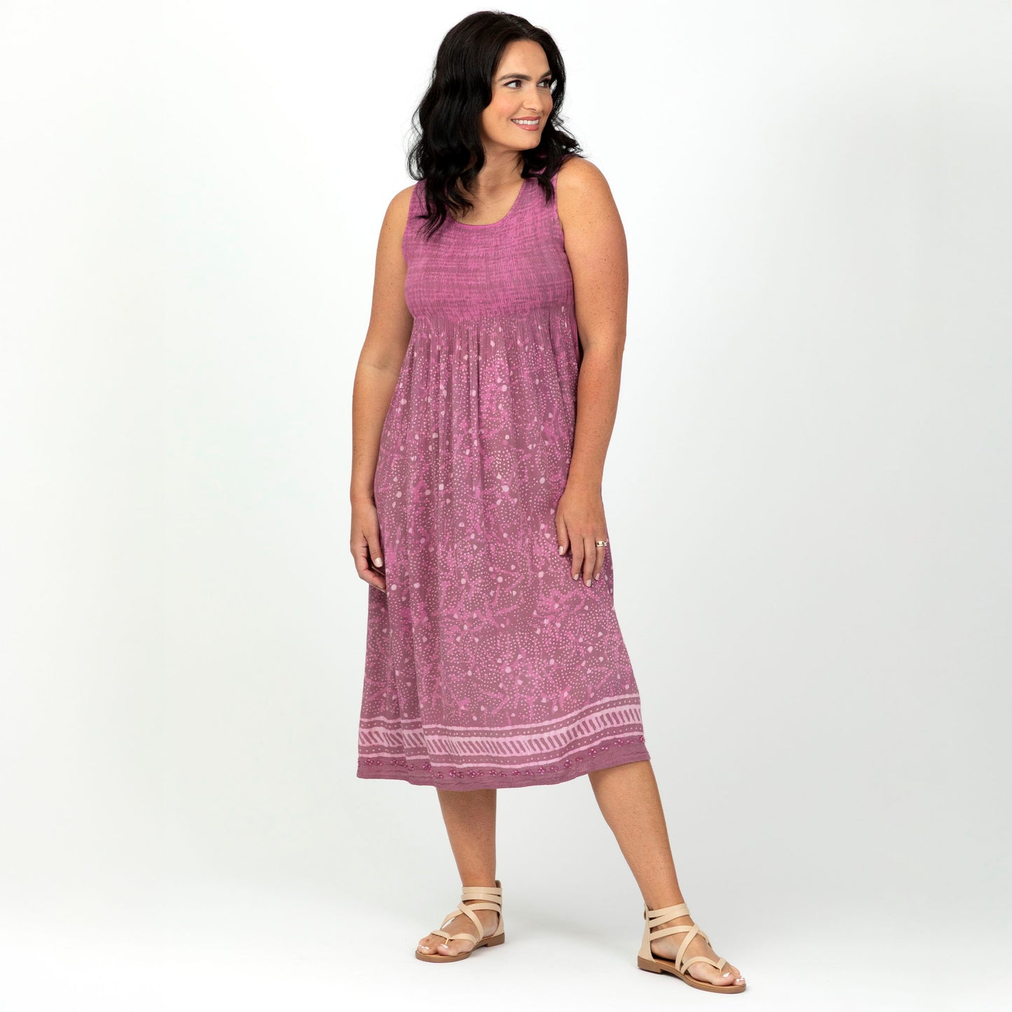 Henna Tie-Dye Sleeveless Midi Dress