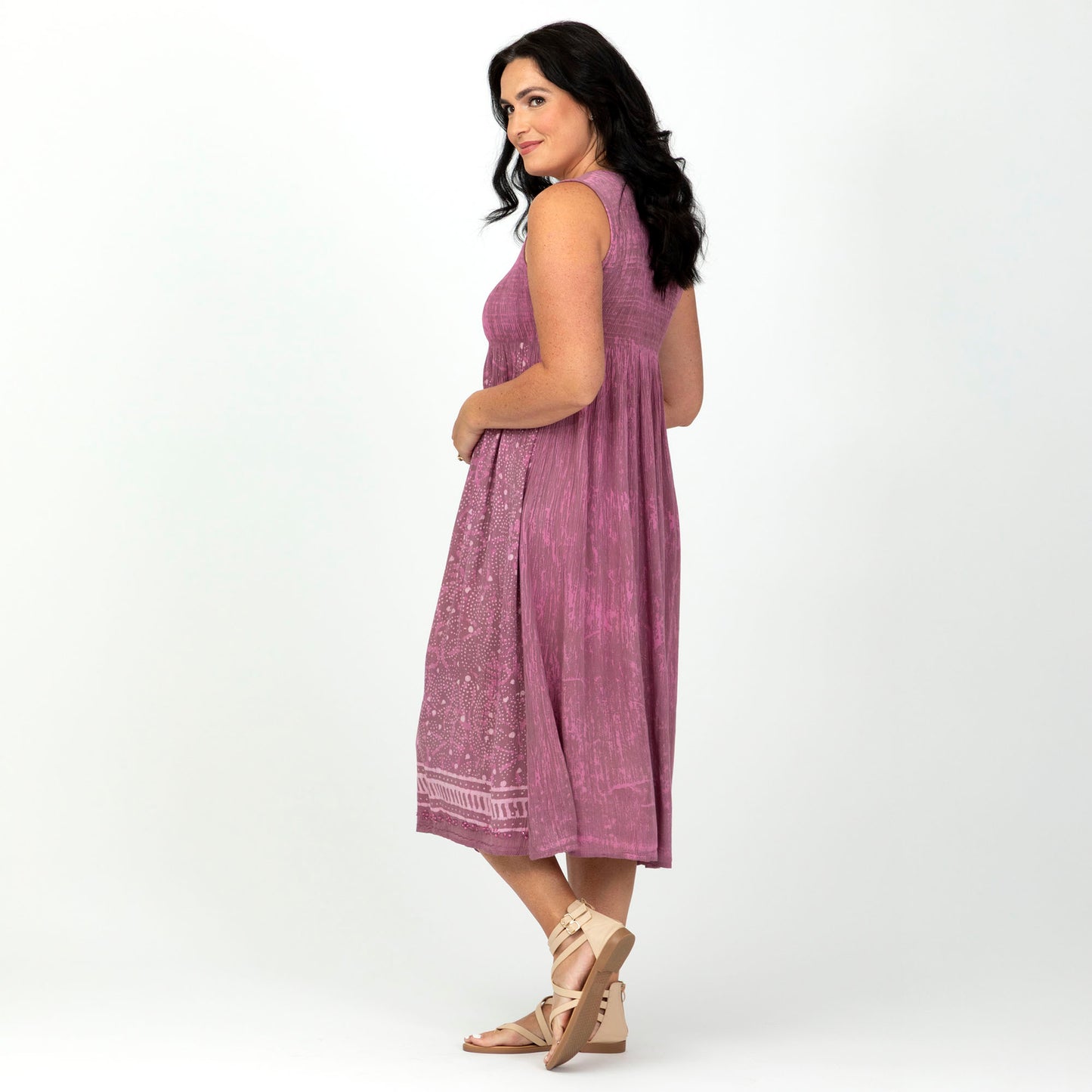 Henna Tie-Dye Sleeveless Midi Dress